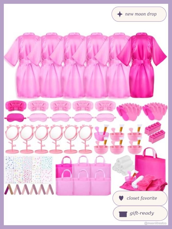 Other - 6 Satin Robes Kids Spa Party Sleepover Kit Girls Birthday Favors Set